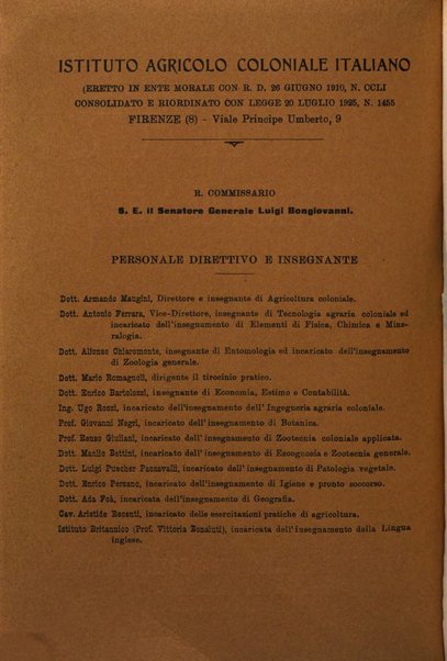 L'agricoltura coloniale organo dell'Istituto agricolo coloniale italiano e dell'Ufficio agrario sperimentale dell'Eritrea