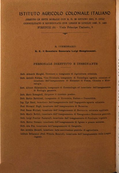 L'agricoltura coloniale organo dell'Istituto agricolo coloniale italiano e dell'Ufficio agrario sperimentale dell'Eritrea