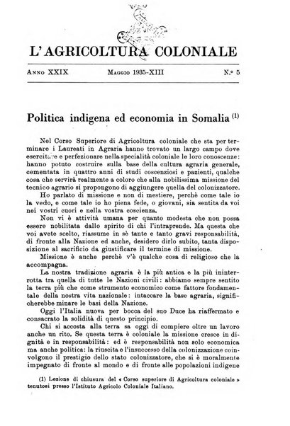 L'agricoltura coloniale organo dell'Istituto agricolo coloniale italiano e dell'Ufficio agrario sperimentale dell'Eritrea