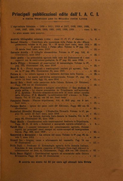 L'agricoltura coloniale organo dell'Istituto agricolo coloniale italiano e dell'Ufficio agrario sperimentale dell'Eritrea