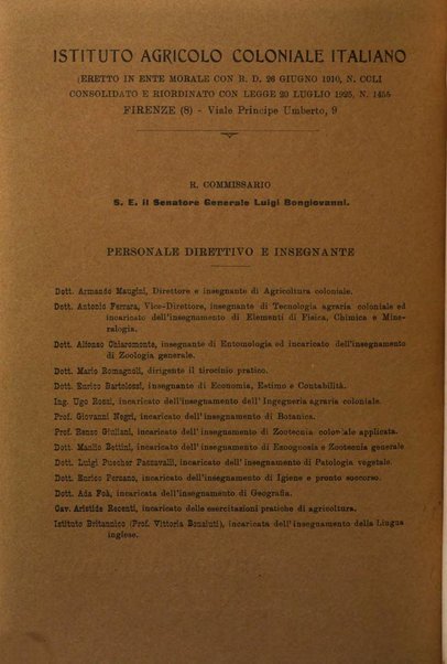 L'agricoltura coloniale organo dell'Istituto agricolo coloniale italiano e dell'Ufficio agrario sperimentale dell'Eritrea