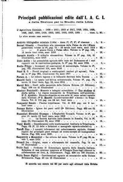 L'agricoltura coloniale organo dell'Istituto agricolo coloniale italiano e dell'Ufficio agrario sperimentale dell'Eritrea