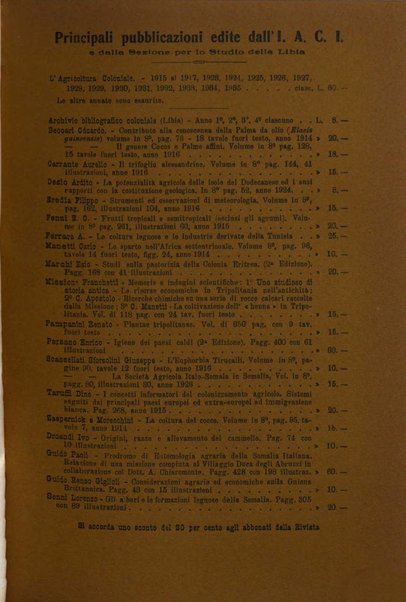 L'agricoltura coloniale organo dell'Istituto agricolo coloniale italiano e dell'Ufficio agrario sperimentale dell'Eritrea