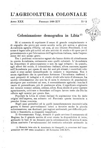 L'agricoltura coloniale organo dell'Istituto agricolo coloniale italiano e dell'Ufficio agrario sperimentale dell'Eritrea