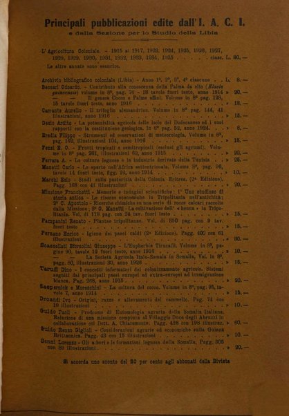 L'agricoltura coloniale organo dell'Istituto agricolo coloniale italiano e dell'Ufficio agrario sperimentale dell'Eritrea