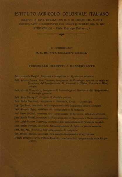 L'agricoltura coloniale organo dell'Istituto agricolo coloniale italiano e dell'Ufficio agrario sperimentale dell'Eritrea