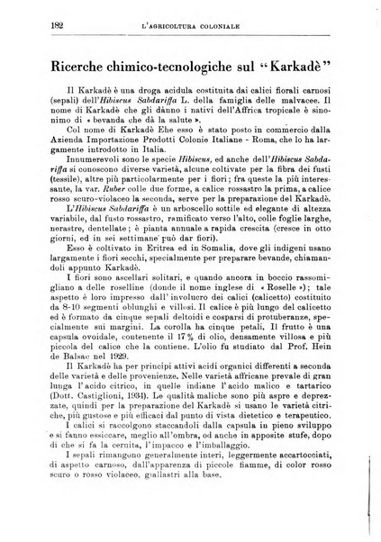 L'agricoltura coloniale organo dell'Istituto agricolo coloniale italiano e dell'Ufficio agrario sperimentale dell'Eritrea