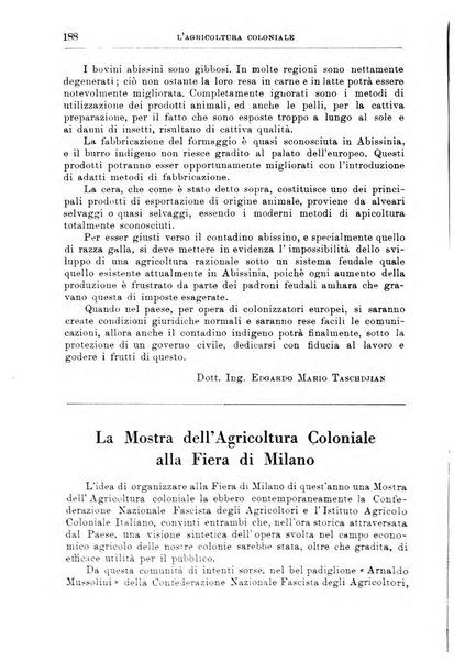 L'agricoltura coloniale organo dell'Istituto agricolo coloniale italiano e dell'Ufficio agrario sperimentale dell'Eritrea