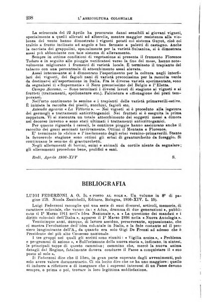 L'agricoltura coloniale organo dell'Istituto agricolo coloniale italiano e dell'Ufficio agrario sperimentale dell'Eritrea