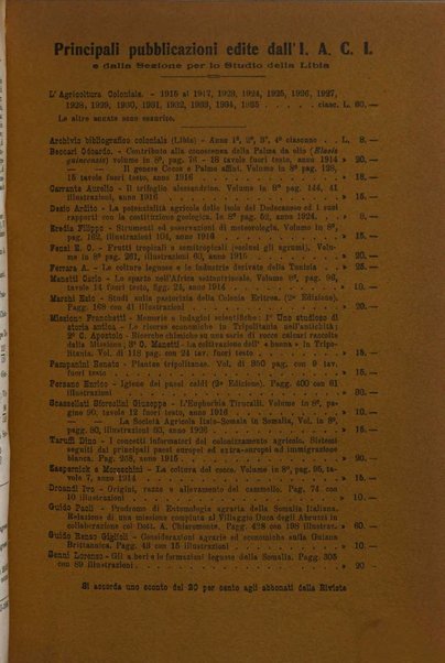 L'agricoltura coloniale organo dell'Istituto agricolo coloniale italiano e dell'Ufficio agrario sperimentale dell'Eritrea