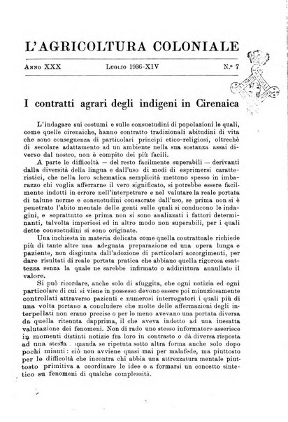 L'agricoltura coloniale organo dell'Istituto agricolo coloniale italiano e dell'Ufficio agrario sperimentale dell'Eritrea