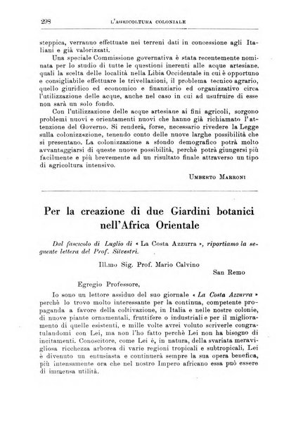 L'agricoltura coloniale organo dell'Istituto agricolo coloniale italiano e dell'Ufficio agrario sperimentale dell'Eritrea