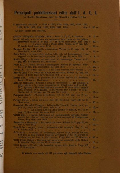 L'agricoltura coloniale organo dell'Istituto agricolo coloniale italiano e dell'Ufficio agrario sperimentale dell'Eritrea