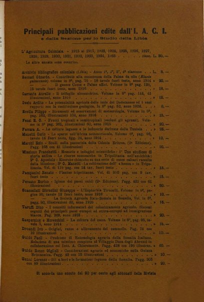 L'agricoltura coloniale organo dell'Istituto agricolo coloniale italiano e dell'Ufficio agrario sperimentale dell'Eritrea