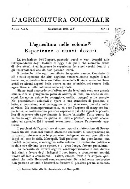 L'agricoltura coloniale organo dell'Istituto agricolo coloniale italiano e dell'Ufficio agrario sperimentale dell'Eritrea