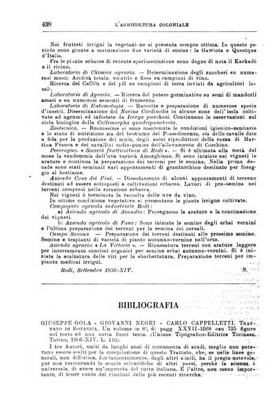 L'agricoltura coloniale organo dell'Istituto agricolo coloniale italiano e dell'Ufficio agrario sperimentale dell'Eritrea