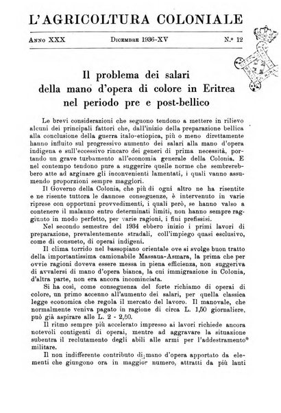 L'agricoltura coloniale organo dell'Istituto agricolo coloniale italiano e dell'Ufficio agrario sperimentale dell'Eritrea