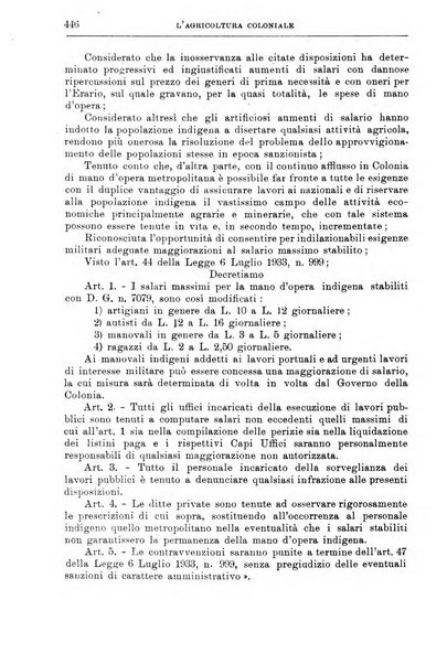 L'agricoltura coloniale organo dell'Istituto agricolo coloniale italiano e dell'Ufficio agrario sperimentale dell'Eritrea