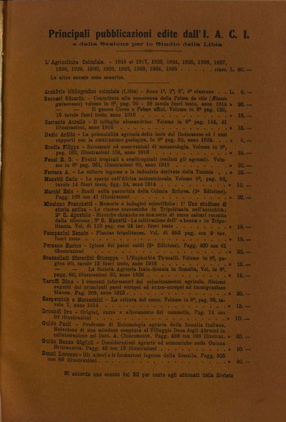 L'agricoltura coloniale organo dell'Istituto agricolo coloniale italiano e dell'Ufficio agrario sperimentale dell'Eritrea