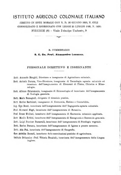 L'agricoltura coloniale organo dell'Istituto agricolo coloniale italiano e dell'Ufficio agrario sperimentale dell'Eritrea