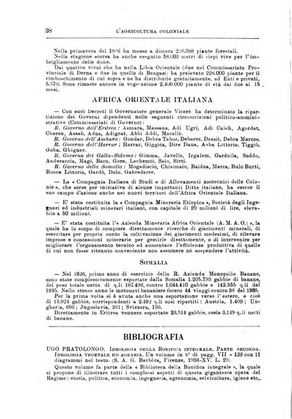 L'agricoltura coloniale organo dell'Istituto agricolo coloniale italiano e dell'Ufficio agrario sperimentale dell'Eritrea