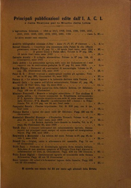 L'agricoltura coloniale organo dell'Istituto agricolo coloniale italiano e dell'Ufficio agrario sperimentale dell'Eritrea