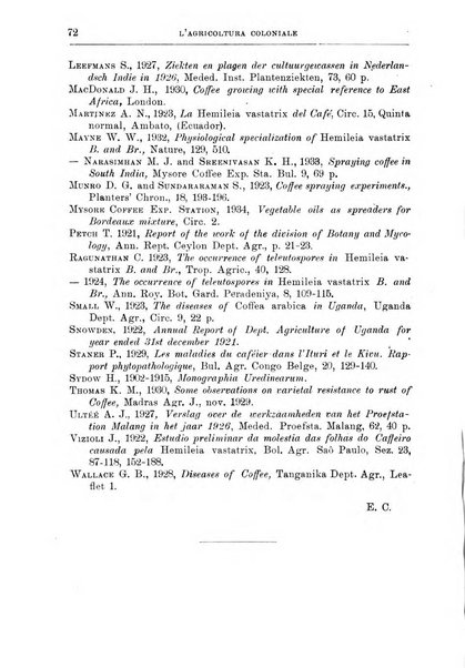 L'agricoltura coloniale organo dell'Istituto agricolo coloniale italiano e dell'Ufficio agrario sperimentale dell'Eritrea