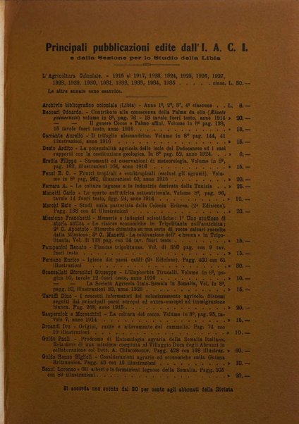 L'agricoltura coloniale organo dell'Istituto agricolo coloniale italiano e dell'Ufficio agrario sperimentale dell'Eritrea