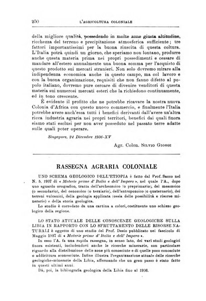 L'agricoltura coloniale organo dell'Istituto agricolo coloniale italiano e dell'Ufficio agrario sperimentale dell'Eritrea