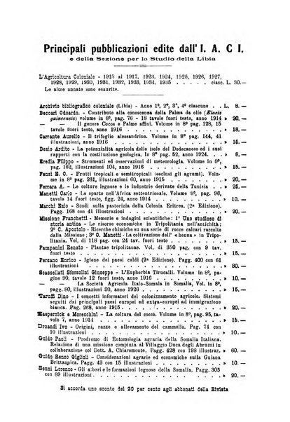 L'agricoltura coloniale organo dell'Istituto agricolo coloniale italiano e dell'Ufficio agrario sperimentale dell'Eritrea