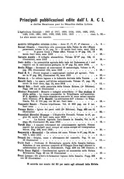 L'agricoltura coloniale organo dell'Istituto agricolo coloniale italiano e dell'Ufficio agrario sperimentale dell'Eritrea