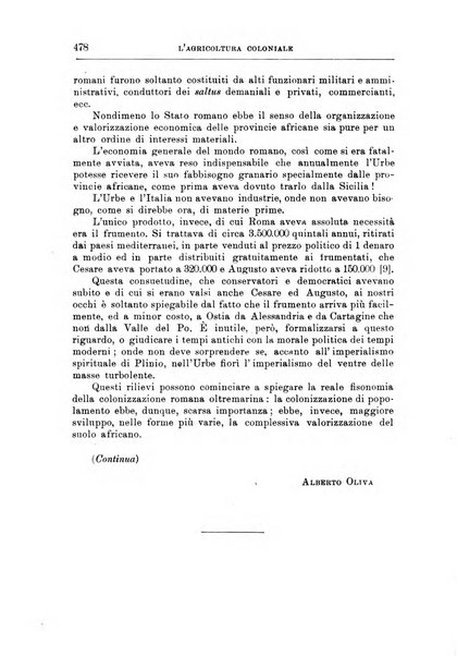 L'agricoltura coloniale organo dell'Istituto agricolo coloniale italiano e dell'Ufficio agrario sperimentale dell'Eritrea