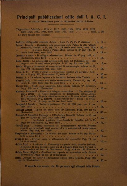 L'agricoltura coloniale organo dell'Istituto agricolo coloniale italiano e dell'Ufficio agrario sperimentale dell'Eritrea