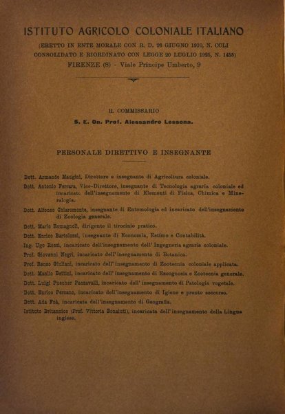 L'agricoltura coloniale organo dell'Istituto agricolo coloniale italiano e dell'Ufficio agrario sperimentale dell'Eritrea