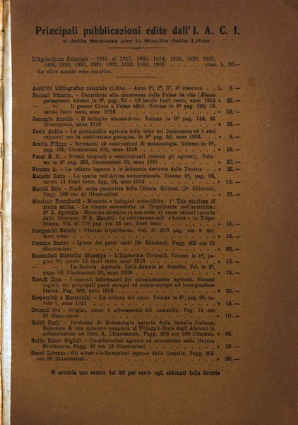 L'agricoltura coloniale organo dell'Istituto agricolo coloniale italiano e dell'Ufficio agrario sperimentale dell'Eritrea