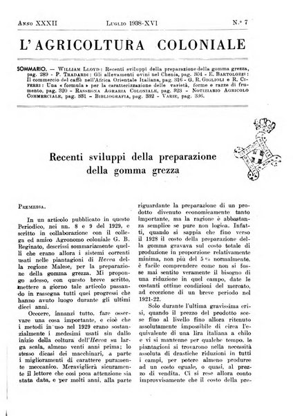 L'agricoltura coloniale organo dell'Istituto agricolo coloniale italiano e dell'Ufficio agrario sperimentale dell'Eritrea