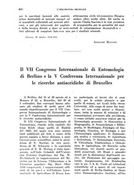 L'agricoltura coloniale organo dell'Istituto agricolo coloniale italiano e dell'Ufficio agrario sperimentale dell'Eritrea