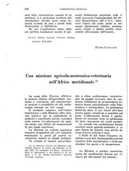 L'agricoltura coloniale organo dell'Istituto agricolo coloniale italiano e dell'Ufficio agrario sperimentale dell'Eritrea