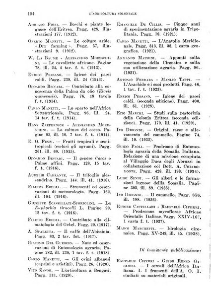 L'agricoltura coloniale organo dell'Istituto agricolo coloniale italiano e dell'Ufficio agrario sperimentale dell'Eritrea