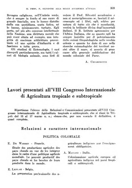 L'agricoltura coloniale organo dell'Istituto agricolo coloniale italiano e dell'Ufficio agrario sperimentale dell'Eritrea