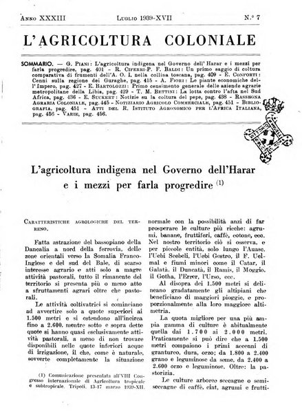 L'agricoltura coloniale organo dell'Istituto agricolo coloniale italiano e dell'Ufficio agrario sperimentale dell'Eritrea