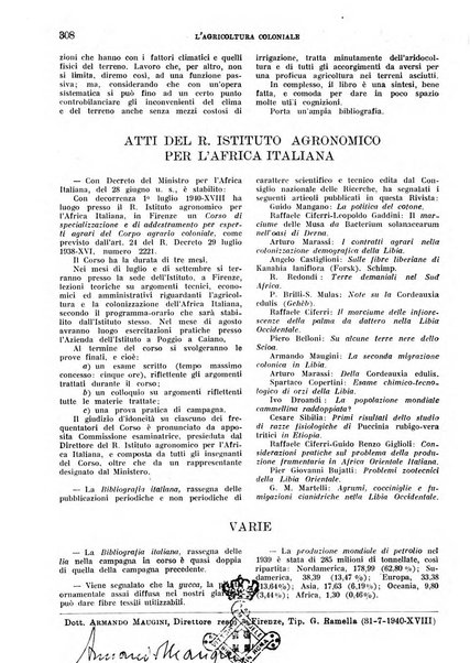 L'agricoltura coloniale organo dell'Istituto agricolo coloniale italiano e dell'Ufficio agrario sperimentale dell'Eritrea