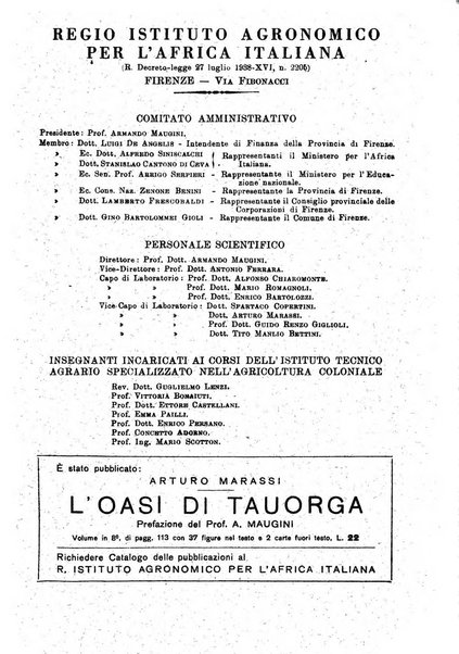 L'agricoltura coloniale organo dell'Istituto agricolo coloniale italiano e dell'Ufficio agrario sperimentale dell'Eritrea