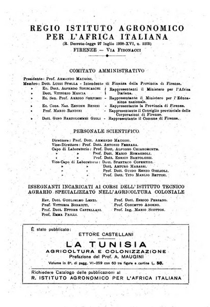 L'agricoltura coloniale organo dell'Istituto agricolo coloniale italiano e dell'Ufficio agrario sperimentale dell'Eritrea