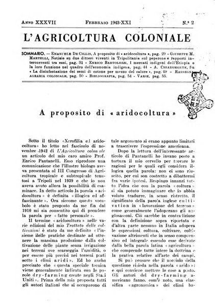 L'agricoltura coloniale organo dell'Istituto agricolo coloniale italiano e dell'Ufficio agrario sperimentale dell'Eritrea