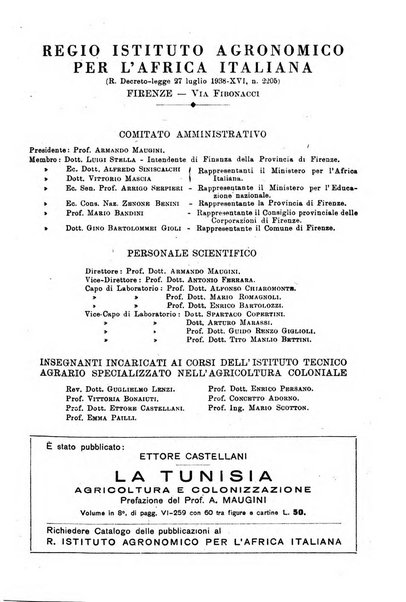 L'agricoltura coloniale organo dell'Istituto agricolo coloniale italiano e dell'Ufficio agrario sperimentale dell'Eritrea