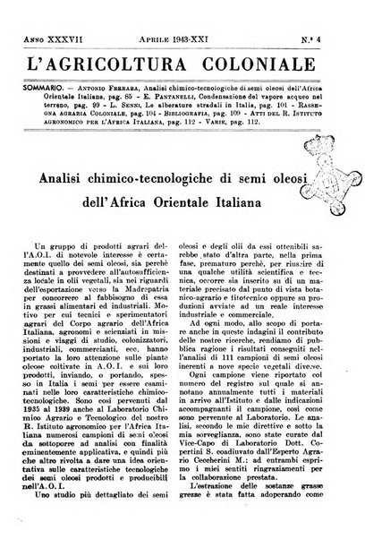 L'agricoltura coloniale organo dell'Istituto agricolo coloniale italiano e dell'Ufficio agrario sperimentale dell'Eritrea