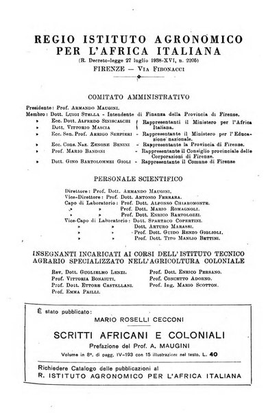 L'agricoltura coloniale organo dell'Istituto agricolo coloniale italiano e dell'Ufficio agrario sperimentale dell'Eritrea