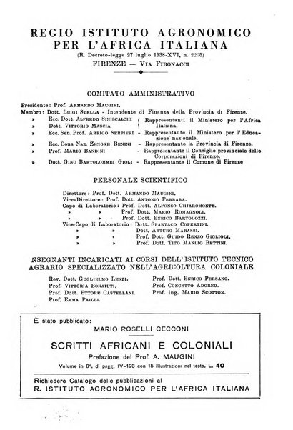 L'agricoltura coloniale organo dell'Istituto agricolo coloniale italiano e dell'Ufficio agrario sperimentale dell'Eritrea