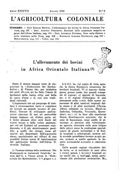 L'agricoltura coloniale organo dell'Istituto agricolo coloniale italiano e dell'Ufficio agrario sperimentale dell'Eritrea